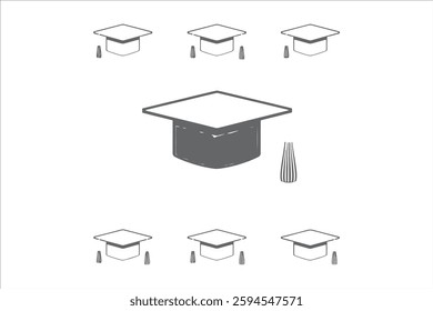 Graduation cap vector icons set. Illustration isolated for graphic and web design. Graduation icon
