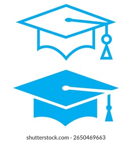 Graduation cap vector icons set. Illustration isolated for graphic and web design. Graduation icon