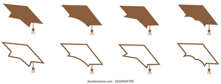 Graduation cap vector icons set. Illustration isolated for graphic and web design. Graduation icon