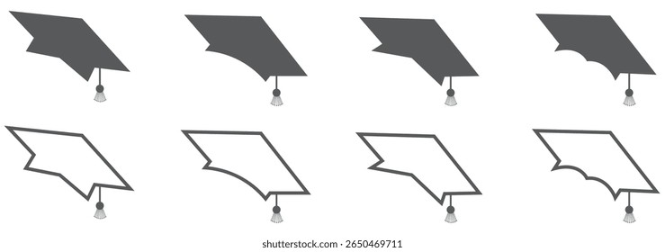 Graduation cap vector icons set. Illustration isolated for graphic and web design. Graduation icon