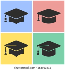 Graduation cap vector icons set. Illustration isolated for graphic and web design.