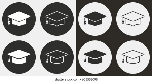 Graduation cap vector icons set. Illustration isolated for graphic and web design.