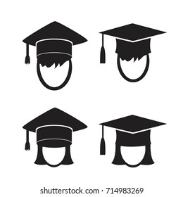 Graduation cap vector icons set. Illustration isolated for graphic and web design.