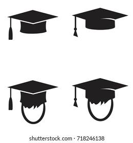 Graduation cap vector icons set. Illustration isolated for graphic and web design.