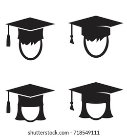 Graduation cap vector icons set. Illustration isolated for graphic and web design.