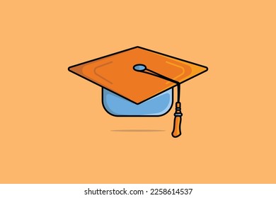 Graduation Cap vector illustration. Education object icon concept. Scholarship logo concept vector design with shadow. Education, degree ceremony concept.