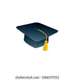 Graduation cap, vector illustration in flat style. Academic caps set. Graduation cap isolated on white