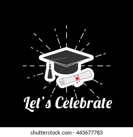 Graduation cap vector illustration. Graduate hat in the flat style. Academic caps 
