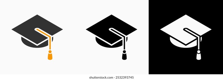 Graduation Cap: vector illustration of graduation cap icons with black and white background