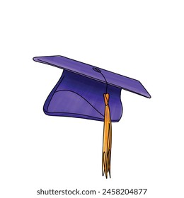 Graduation cap vector illustration on white background, graduation hat with tassel
