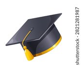 Graduation Cap Vector Illustration, Premium Academic Hat Clipart Isolated on White Background for University Graduation, College Degree, Student Achievement and Educational Design.