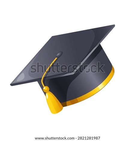 Graduation Cap Vector Illustration, Premium Academic Hat Clipart Isolated on White Background for University Graduation, College Degree, Student Achievement and Educational Design.