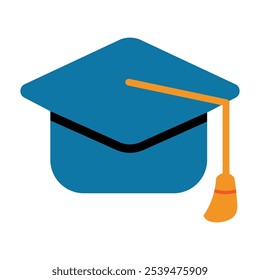 Ilustración vectorial del tope de graduación. Diseño de emoji de icono de tapa de graduación simple.