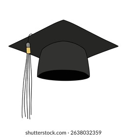 Graduation cap vector illustration with transparent background.
