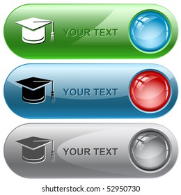 Graduation cap. Vector internet buttons.