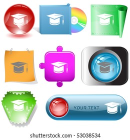 Graduation cap. Vector internet buttons.
