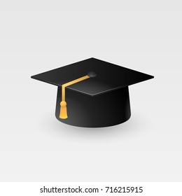 Graduation cap vector isolated on white background, graduation hat with tassel icon, academic cap, vector illustration.