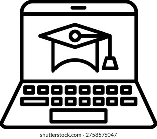 Graduation Cap Vector Line Icon Style
