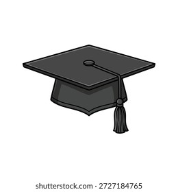 Vector del casquillo de la graduación en blanco, ilustración académica del EPS del logro