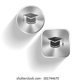 Graduation cap. Vector set steel buttons