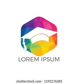 Graduation cap vector sign. Institutional and educational vector logo design.