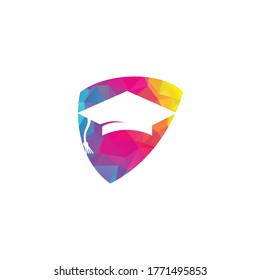 Graduationskappe, Vektorzeichen. Institutionelles und pädagogisches Vektorlogo-Design.