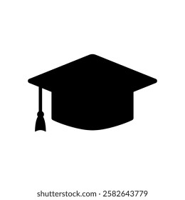 graduation cap vector silhouette. graduation hat black icon isolated on white background. university business concept