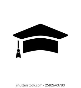 graduation cap vector silhouette. graduation hat black icon isolated on white background. university business concept