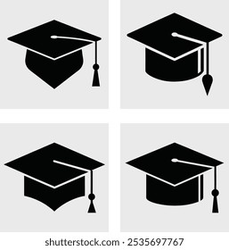Graduation Cap Vector Silhouette Illustration