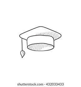 Graduation cap vector sketch icon isolated on background. Hand drawn Graduation cap icon. Graduation cap sketch icon for infographic, website or app.