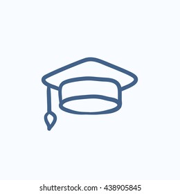 Icono de esbozo vectorial del tapón de graduación aislado en el fondo. Icono del tapón de graduación dibujado a mano. Icono de esbozo del tapón de graduación para infografía, sitio web o aplicación.
