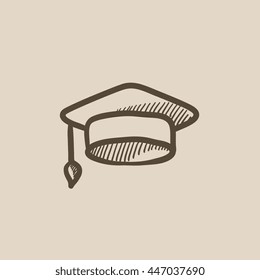 Icono de esbozo vectorial del tapón de graduación aislado en el fondo. Icono del tapón de graduación dibujado a mano. Icono de esbozo del tapón de graduación para infografía, sitio web o aplicación.
