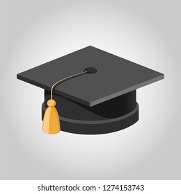 Graduation Cap with white background Vector in 3D view