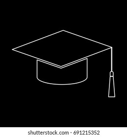 Graduation cap white icon .