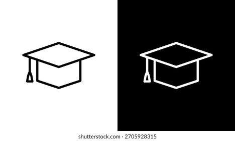 Graduation Cap White Icon Set Design