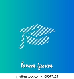Graduation Cap White stroke fill with blue & green gradient background Icon / Logo Design