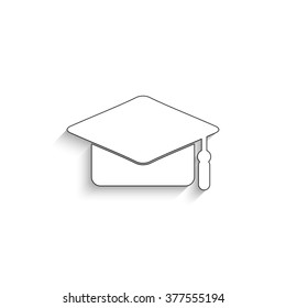 Graduation cap - white vector icon  with shadow