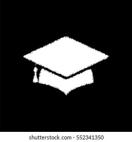 Graduation cap  - white vector icon