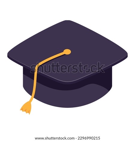 Graduation cap.High school or university cap.Vector flat illustration.Isolated on white background.