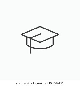 Graduation capline in Thin line black color. flat simple vector symbols illustration.