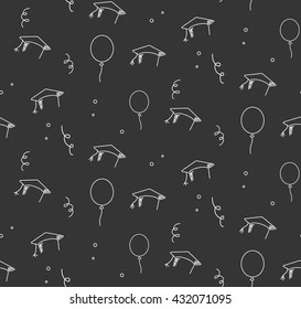 Graduation caps chalk board seamless pattern. Vector illustration.