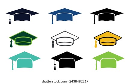 Graduation caps educational vector illustration for use.