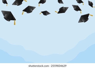 Graduation Caps Flying High Celebrating Academic Achievement and Success