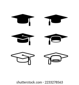 Symbole für Graduationskopien werden gesetzt. Cap-Symbol. Graduationssymbole.