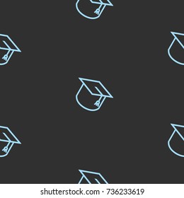 Graduation caps seamless pattern. Vector background.