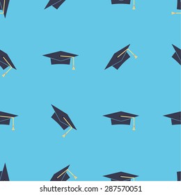 Graduation caps seamless pattern.vector illustration