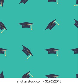 Graduation caps seamless pattern.vector illustration