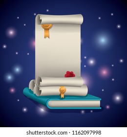 graduation card with book and diploma