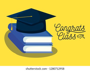 graduation card with books and hat graduation