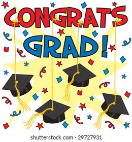 Graduation Card Caps Hung By Ribbon Stock Vector (Royalty Free ...